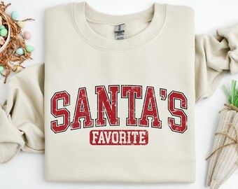 Sudadera navideña retro favorita de Papá Noel, camiseta navideña divertida, camiseta navideña, regalo de Navidad, camiseta de fiesta navideña, regalo festivo