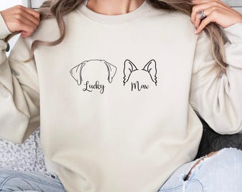 Sudadera personalizada para perro, sudadera con orejas de perro personalizadas con nombre, sudadera con capucha personalizada para mamá, regalo para papá, regalo para él, camiseta para amantes de las mascotas.