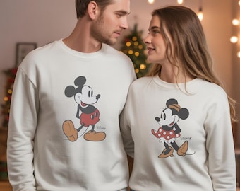 Vintage Disney Sweatshirt, Retro Mickey Minnie Sweatshirt, Disneyland Couple Shirt, Disney Classic Mickey Minnie Hoodie, Disneyland Holiday