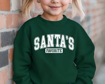 Sudadera navideña favorita de Papá Noel para niños pequeños, divertida camiseta navideña para niños y jóvenes, bonito regalo de Navidad, camiseta de fiesta navideña, regalo festivo