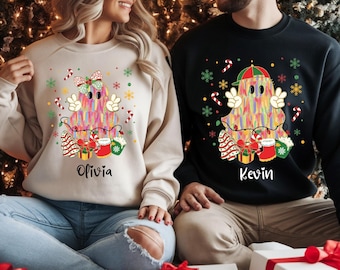 Sudadera navideña de Papá Noel fantasma, linda camiseta navideña de pareja fantasma, regalo de fantasma navideño, sudadera navideña, camiseta navideña fantasma