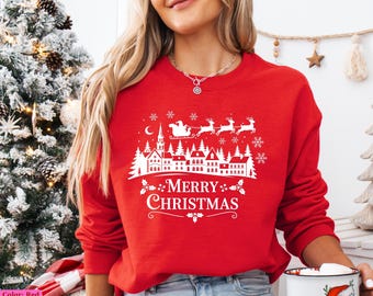 Sudadera navideña, camiseta navideña a juego, camiseta para niños pequeños, suéteres familiares de Papá Noel, sudadera navideña para mujer, suéter festivo.