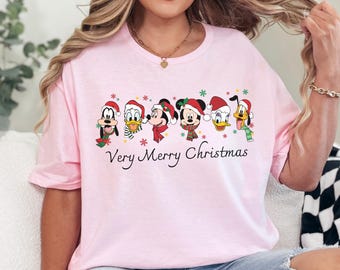 Disney Very Merry Christmas Shirt, Mickey And Friends Christmas Shirt, Disneyland Family Matching Christmas T-shirt, Disney Characters Tee