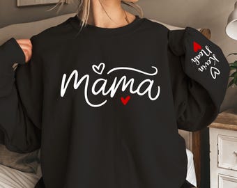 Sudadera personalizada para mamá con nombre de niño en la manga, sudadera personalizada para mamá, sudadera minimalista para mamá, regalo para ella, regalo de Navidad para mamá
