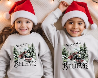 Sudadera «Believe» del Polar Express, suéter navideño para niños pequeños del Tren del Norte, camiseta navideña del Tren, camiseta navideña «Believe», sudadera con capucha navideña