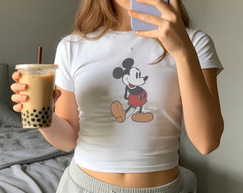 Vintage Mickey Disney Mouse Baby Tee, Retro Mickey Baby Tee, Cute Mickey Outfit for, Y2k 90s Style Mickey Mouse Tee,  Mickey Disneyland