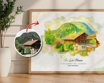 Personalized Watercolor Home Portrait: Custom House Painting (Digital Download)