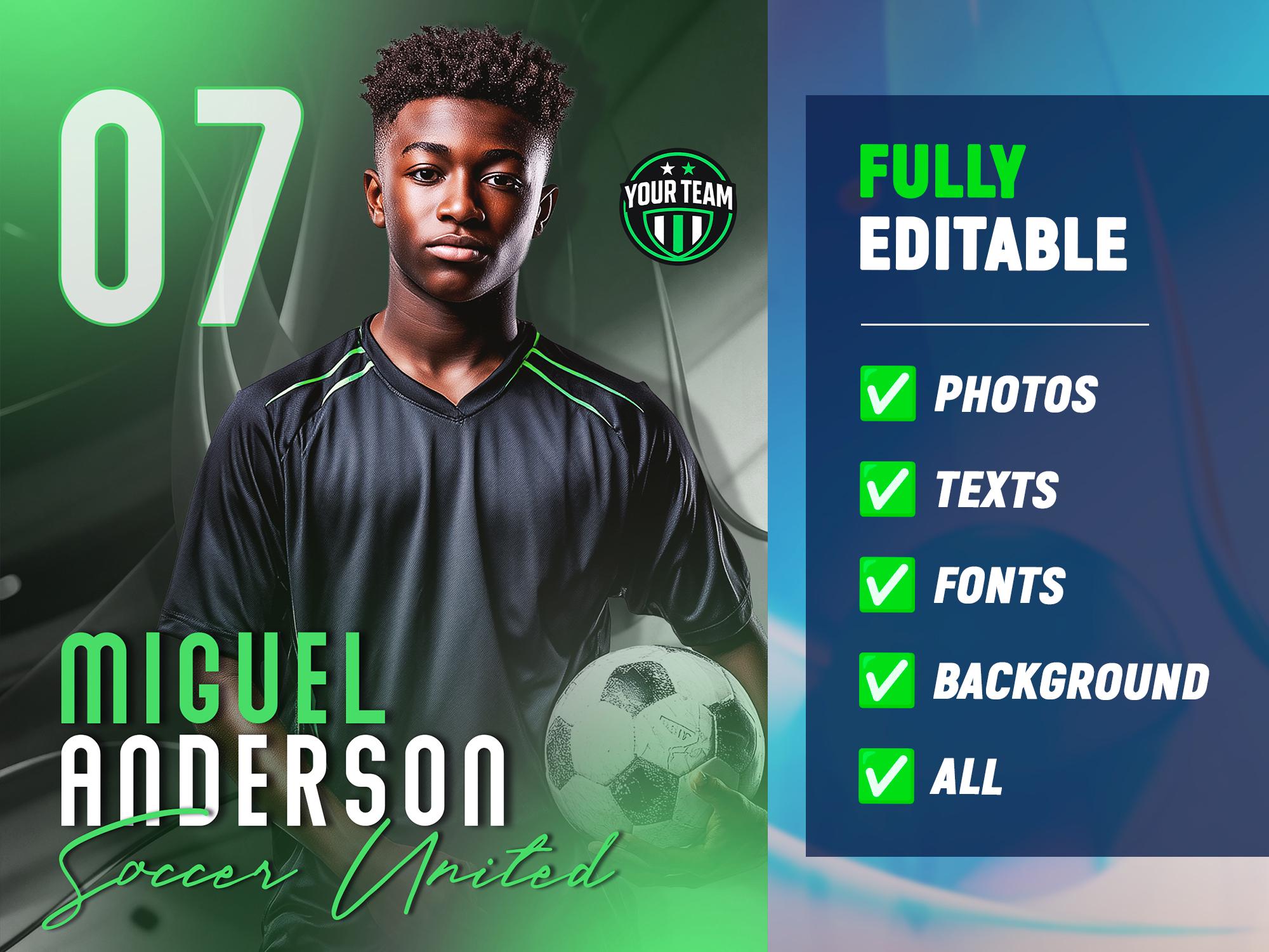 Editable Soccer Poster Canva Template, Custom Football Player, Senior ...