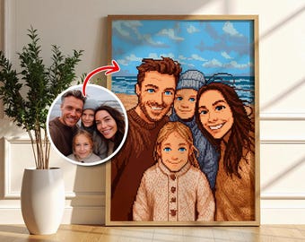 Custom Pixel Art Family Portrait: Retro Style Gift (Digital Download)