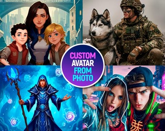 Custom Avatar from Photo: Cartoon, Gamer, Streamer, Anime or Style You Want  (Digital Download)