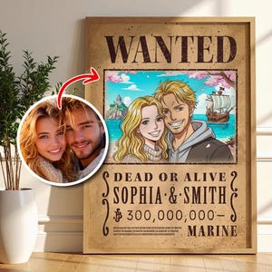 Poster personnalisé de recherche d'anime : portrait de pirate personnalisé (téléchargement numérique)