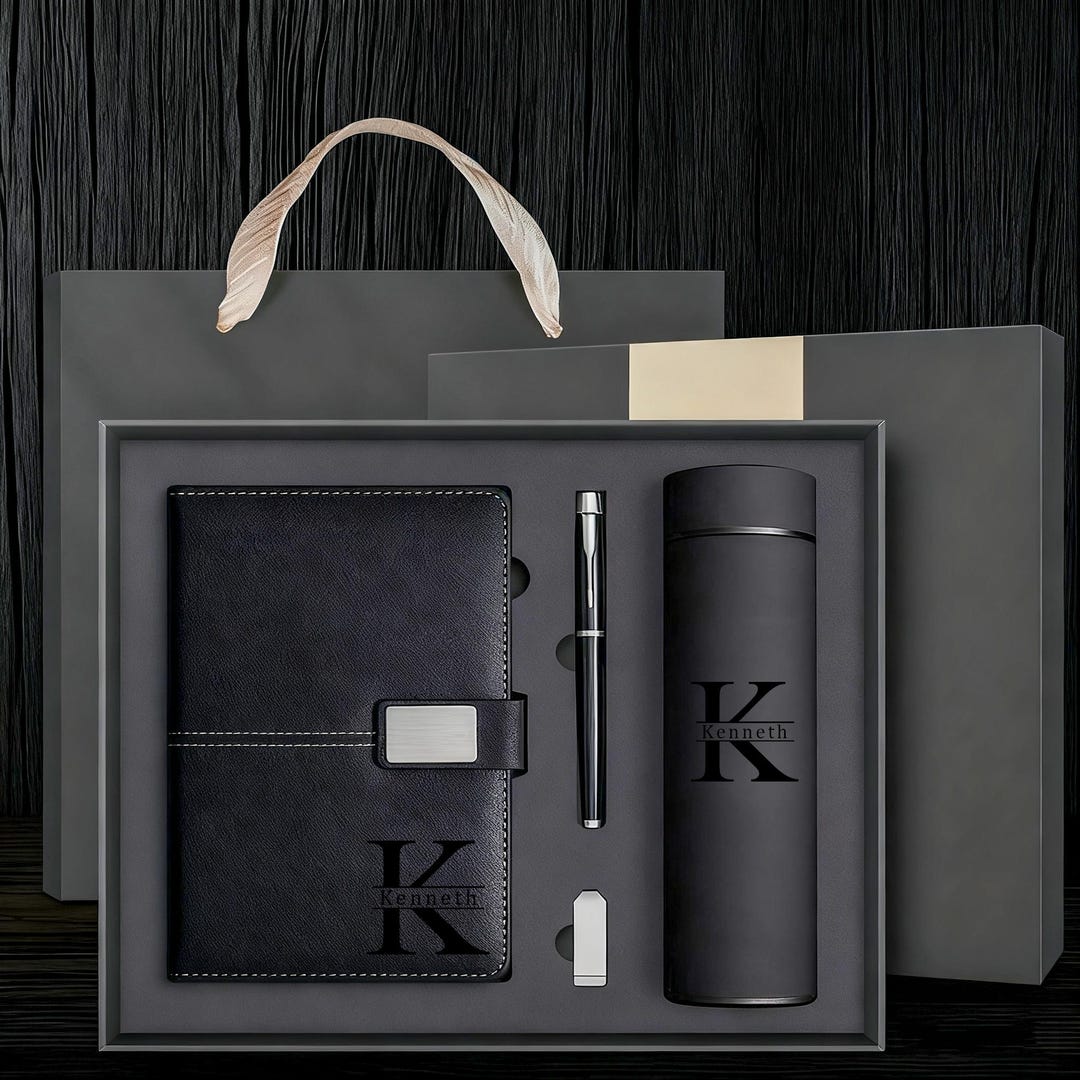 Custom Engraved Notebook With Pen, Leather Notebook Set, End of Year ...