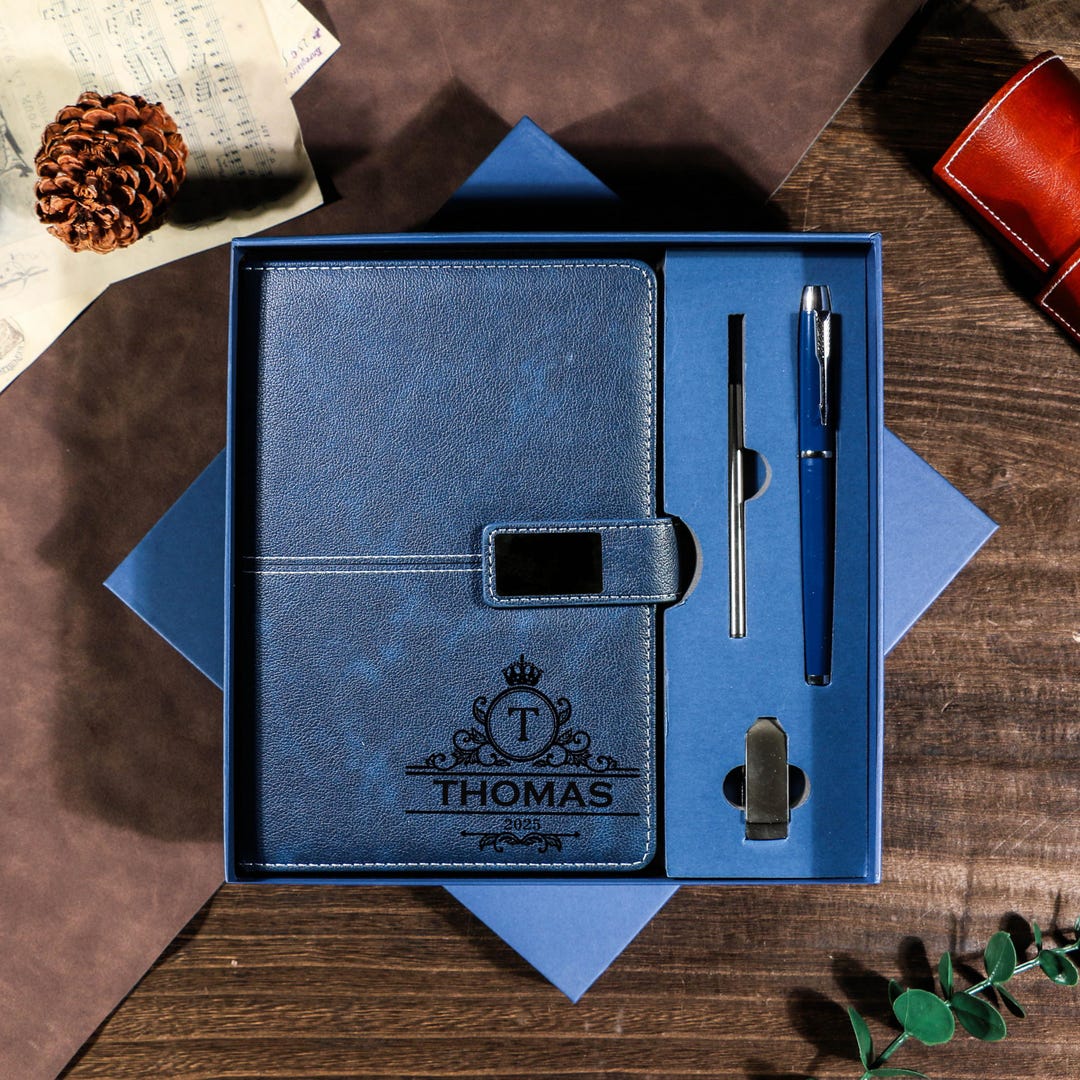 Custom Engraved Notebook With Pen, Leather Notebook Set, End of Year ...