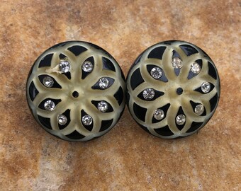 Vintage Button Clip Earrings