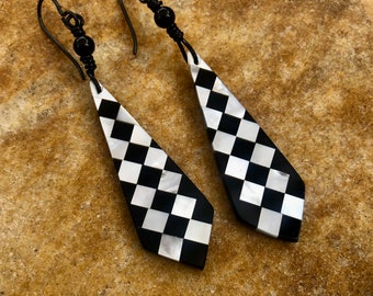 Mother of Pearl and Obsidian Earrings
