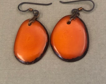 Orange Tagua Nut Earrings
