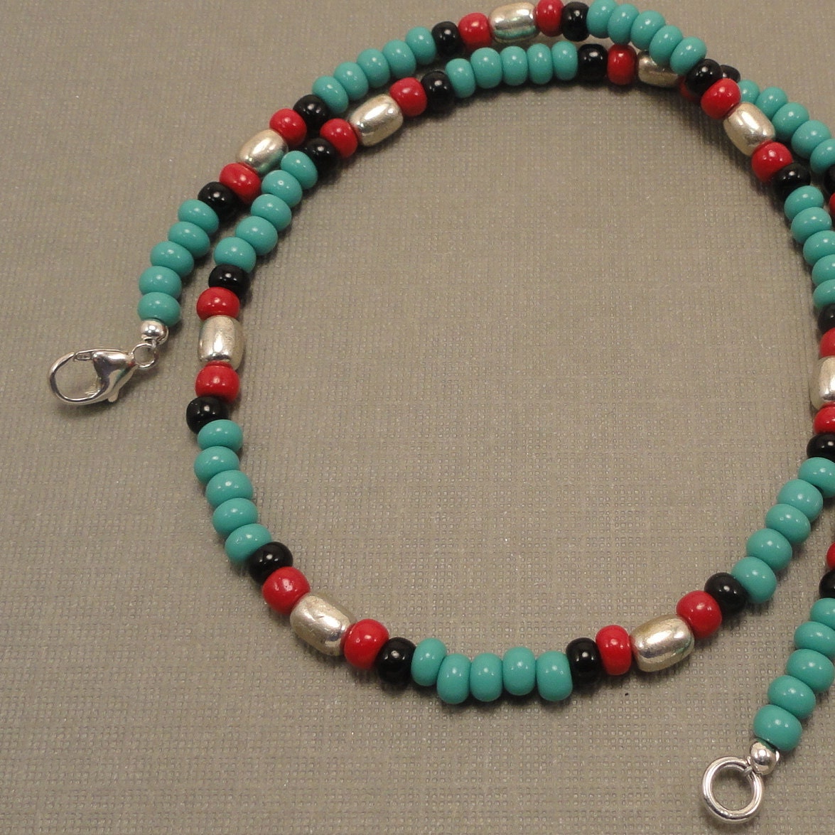 Turquoise Red and Black Czech Glass Choker - Etsy