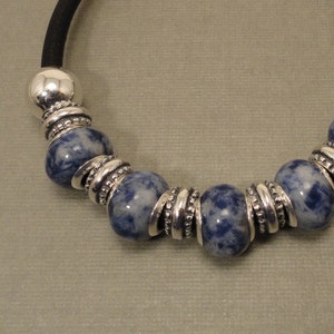 Sodalite, Sterling Silver and Leather Bracelet