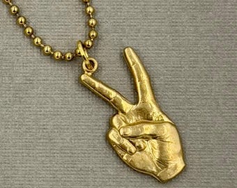 Hand Peace Sign Necklace