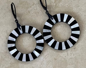 Mother of Pearl & Obsidian Earrings