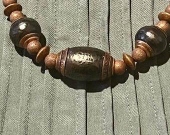 Gunmetal Glass Bead Necklace