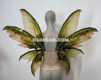 Alas de hada de color verde marrón