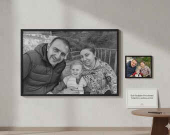 Custom Pencil Portrait from Photo, 100% Hand-Drawn Sketch, Personalized Family Portrait, Wedding Gift, Anniversary Drawing (Unframed)