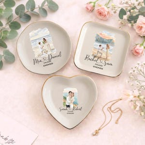 Custom Engagement Ring Dish l Proposal Photo Trinket Tray l Watercolor Couple Portrait Gift