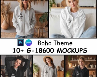 Gildan 18600 Hoodie Mockup | Hooded Sweatshirt | Digital Download | Mockup Bundle