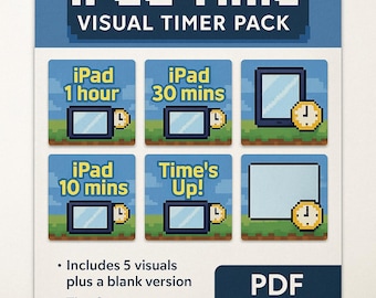 Pixel iPad Timer Visuals: Bildschirmzeit zum Ausdrucken für Kinder (PDF)