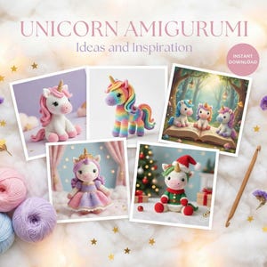 Crochet Unicorn Amigurumi Inspiration Book PDF | 40 Design Ideas Lookbook | Kawaii Unicorn Pattern Reference Guide | Digital Download