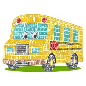 School Bus Print, Classroom Decor, Boys Nursery,  Bus Clipart, Word Art (Digital Download)
