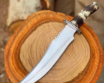 14" 5160 High Carbon Steel Hunting Knife | Hand-Forged Survival Blade with Leather Sheath |