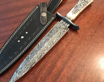 15” Custom Damascus Steel Hunting Knife | Handmade Survival & Bushcraft Blade | Gift for Him
