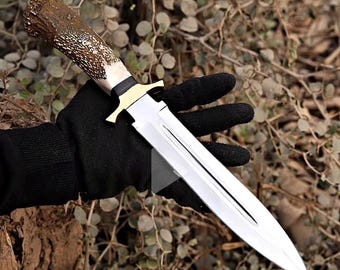 15" 5160 High Carbon Steel Hunting Knife | Hand-Forged Survival Blade with Leather Sheath |