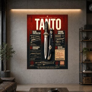 Tanto Blueprint Poster with Technical Japanese Dagger Artwork