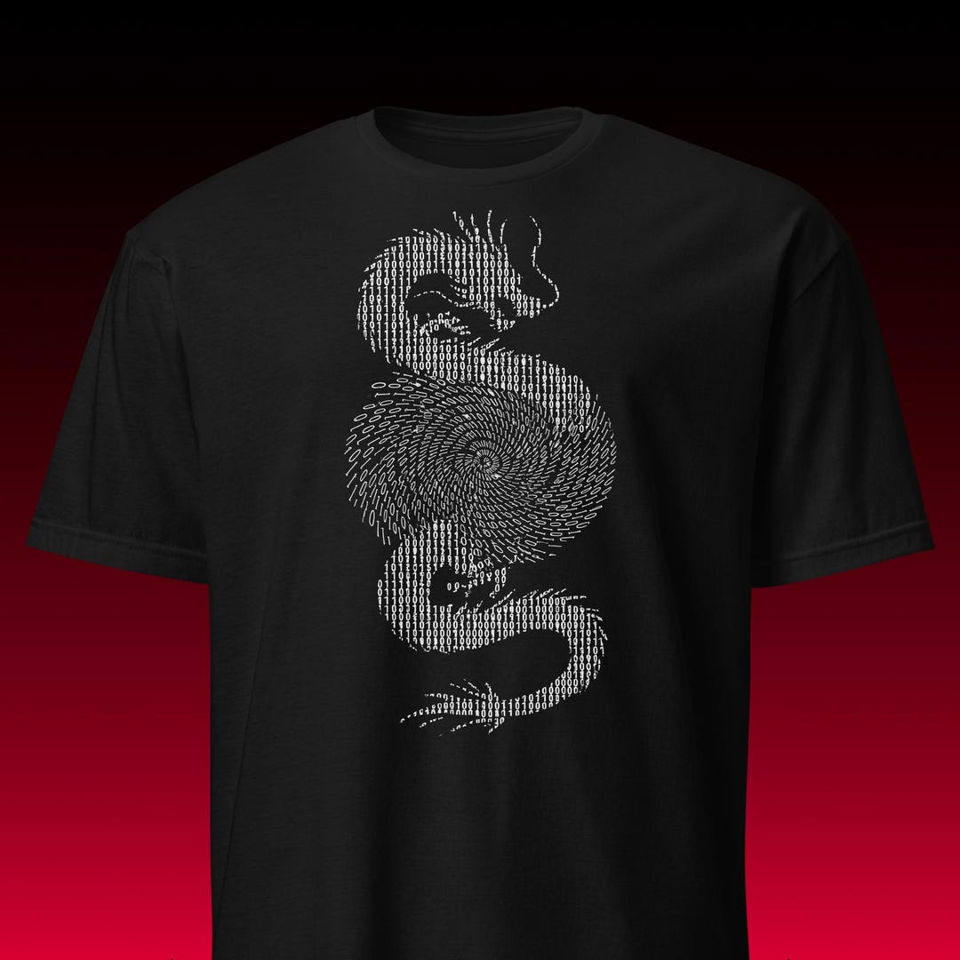 I/O Binary Code Dragon | Cyberpunk Aesthetic | Programmer & Coder Tee ...
