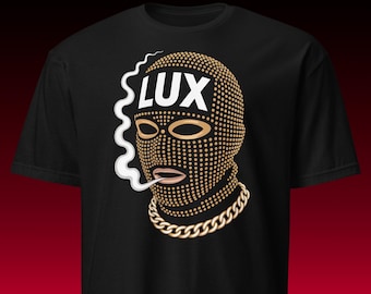 Streetwear T-Shirt | Gold Balaclava Luxury Graphic | Urban Drill Aesthetic