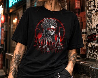 Afrofuturism Graphic Tee | Cyberpunk Afro Aesthetic | Urban Sci-Fi Vibe