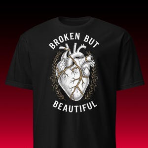 Maglietta con cuore anatomico Kintsugi, Dark Academia, abbigliamento streetwear da donna, idee regalo per il recupero della salute mentale