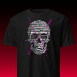 Camiseta unisex con calavera con fallos de E/S | Regalo para ciberpunk y hackers