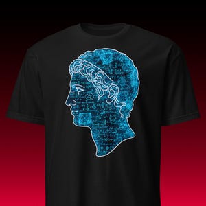 Koszulka unisex z motywem greckiej statuy | Motyw geometrii fizycznej | Prezent dla nauczyciela i Dark Academia