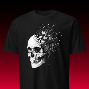 Exploding Skull Graphic Tee | Glitchcore Grunge | Dark Aesthetic Streetwear