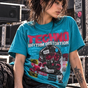 Techno Merch Graphic Tee for Electronic Underground Music Events and Festival Styling