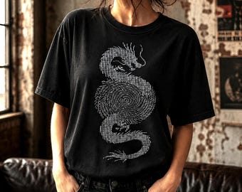 I/O Binary Code Dragon | Cyberpunk Aesthetic | Programmer & Coder Tee