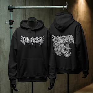 Drachen Hoodie Rückendruck Streetwear Grafik Dark Fantasy Pullover Unisex PRGRSV Urban