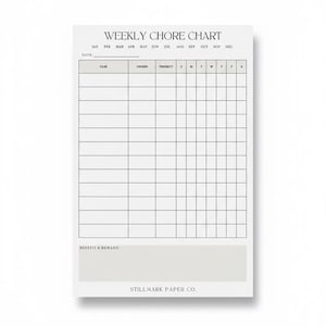 weekly chore chart; planner; stationery; household management; to do list; magnetic notepad