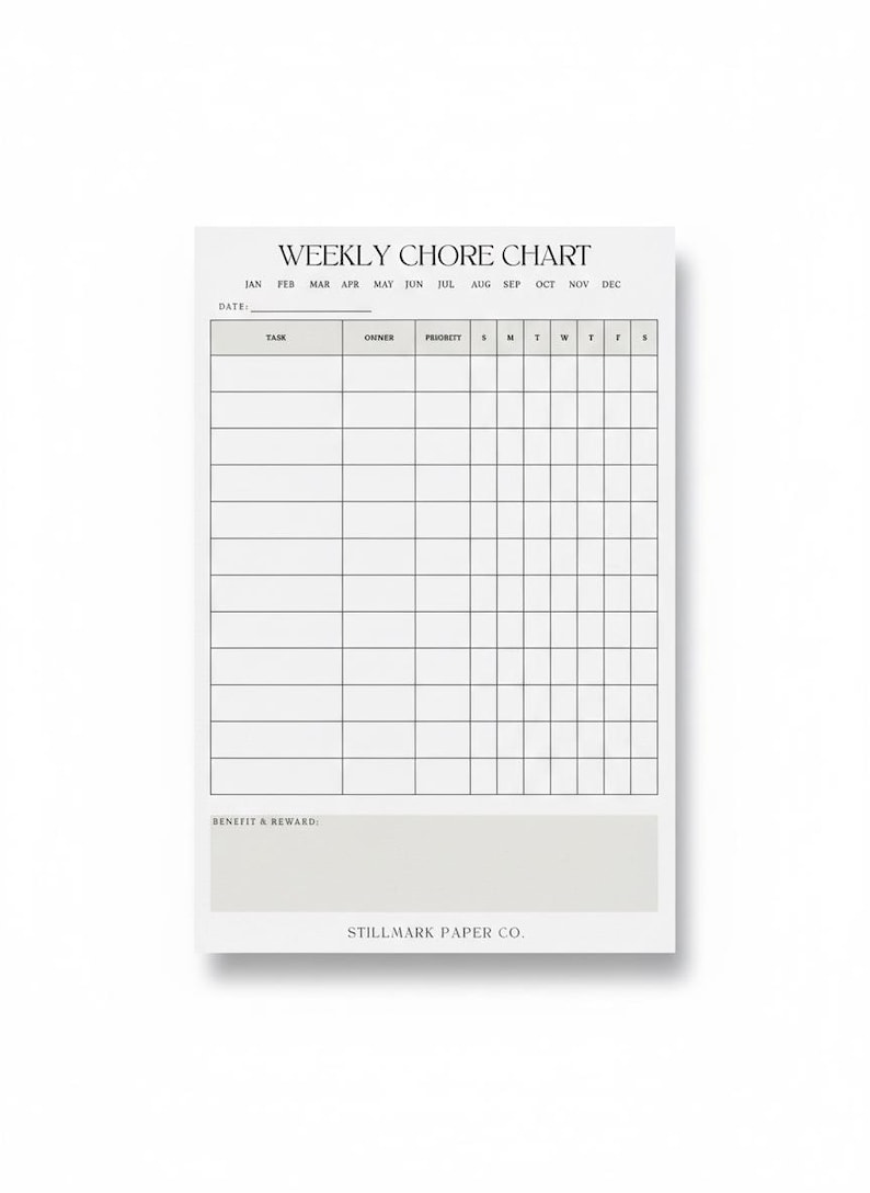 weekly chore chart; planner; stationery; household management; to do list; magnetic notepad