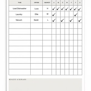 weekly chore chart; planner; stationery; household management; to do list; magnetic notepad