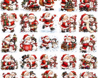 Whimsical Santa PNG,Christmas png,Santa png,Snowmen png,Reindeer png,Holidays png,Winter png,Cute santa png,Digital download